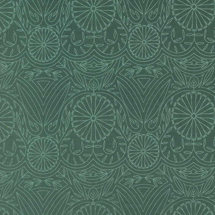 1 Yard 19" Remnant of Flower Lines in Spruce | Imaginary Flowers