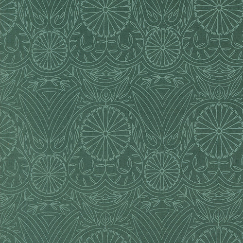 1 Yard 19" Remnant of Flower Lines in Spruce | Imaginary Flowers