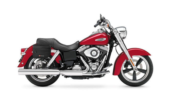 8L - Patriot Small Throw Over Saddlebags for Harley Dyna Switchback FLD Bag on Bike @expand