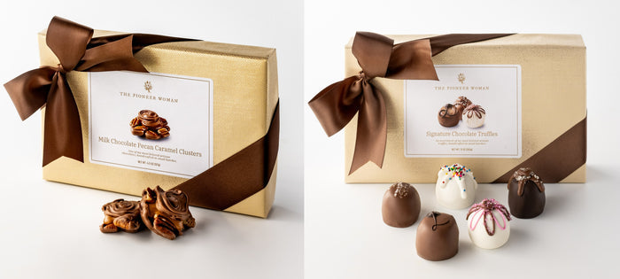 10oz 10pc Handcrafted Chocolate Truffles & 4.5oz 9pc Milk Chocolate Pecan Caramel Clusters Set