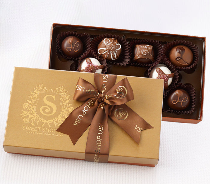 Sweet Shop USA Assorted 10 piece Truffle Box Gift Box Chocolate Truffles Sea Salt Caramel Truffle