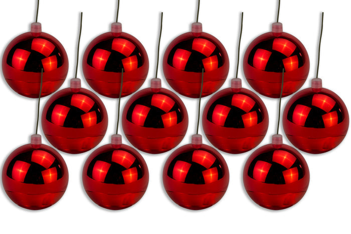 12 Pack 100mm 4" Shiny Red Ball Ornament with Wire and UV Coating