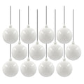 12 Pack 100mm 4" Shiny White Ball Ornament with Wire and UV Coating