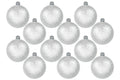 12 Pack 100mm 4" White Glitter Ball Ornament with Wire