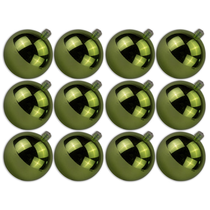 12 Pack 60mm 2.5" Shiny Lime Green Ball Ornament with Wire and UV Coating