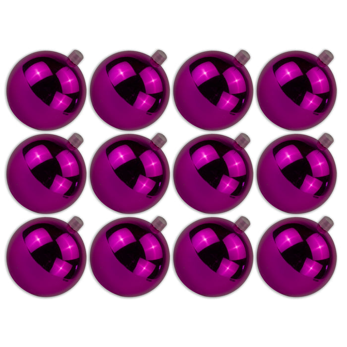 12 Pack 60mm 2.5" Shiny Pink Ball Ornament with Wire and UV Coating