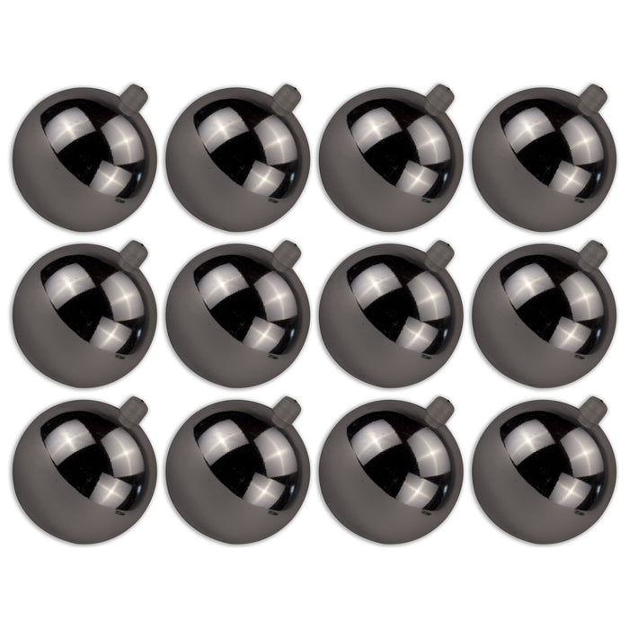12 Pack 60mm 2.5" Shiny Silver Ball Ornament with Wire and UV Coating