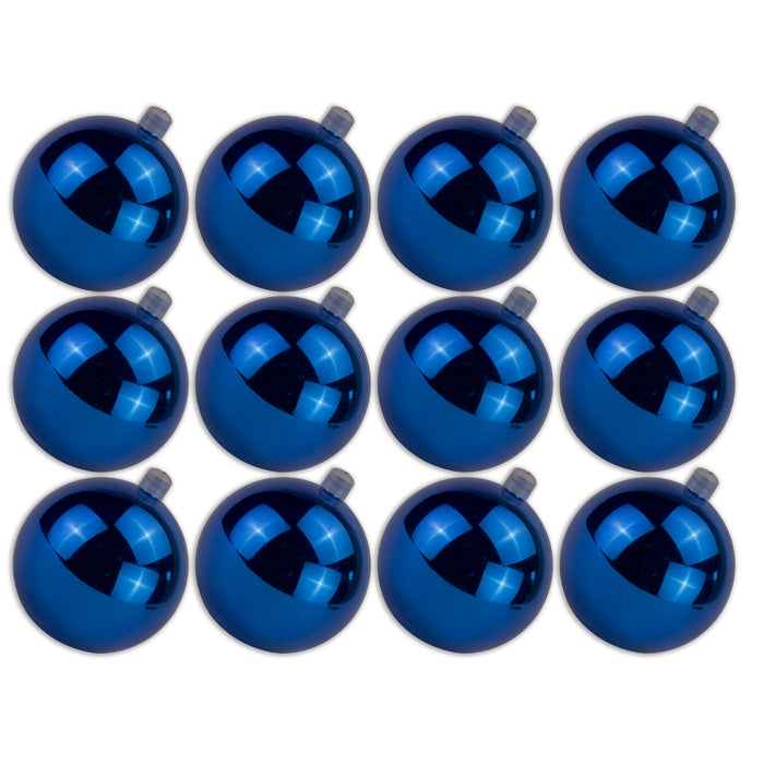 12 Pack 70mm 2.75 Shiny Blue Ornament with Wire and UV Coating