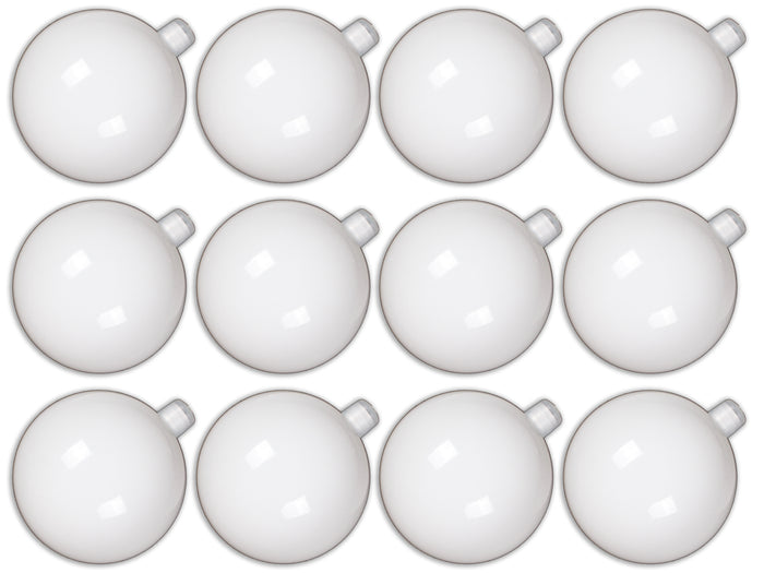 12 Pack 70mm 2.75 Shiny White Ornament with Wire and UV Coating