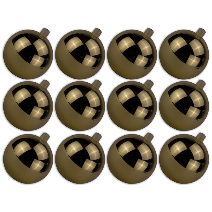12 Pack 80mm 3" Shiny Gold Ball Ornament with Wire, UV Coated