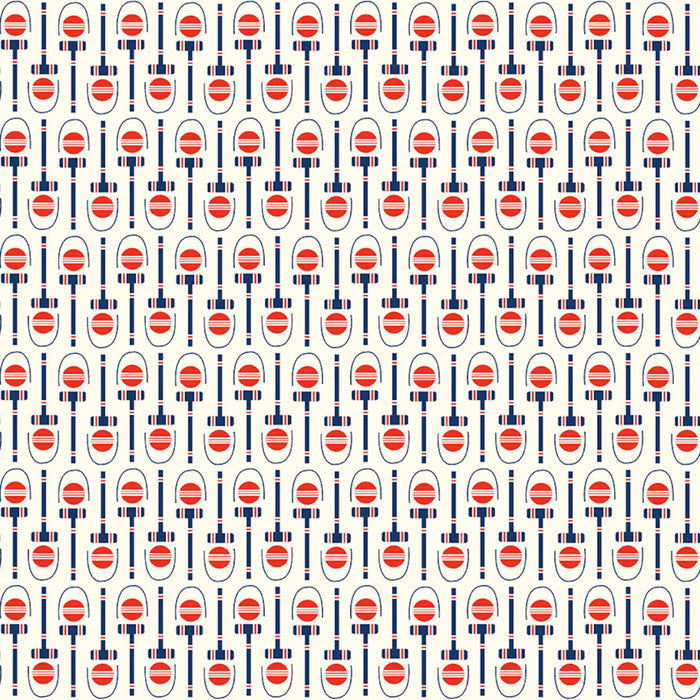 1/2 Yard Remnant of Croquet in Cream | Red, White, & Bang!