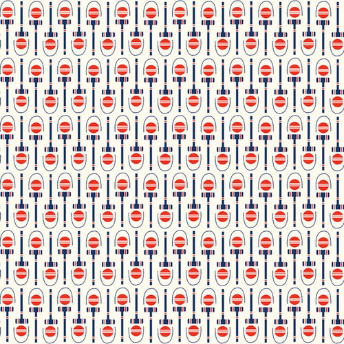 1/2 Yard Remnant of Croquet in Cream | Red, White, & Bang!