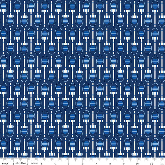 1/2 Yard Remnant of Croquet in Navy | Red, White, & Bang!
