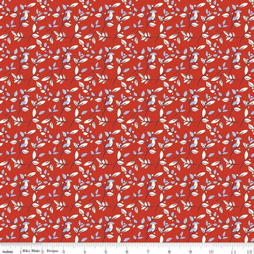1/2 Yard Remnant of Leaves in Red | Red, White, & Bang!