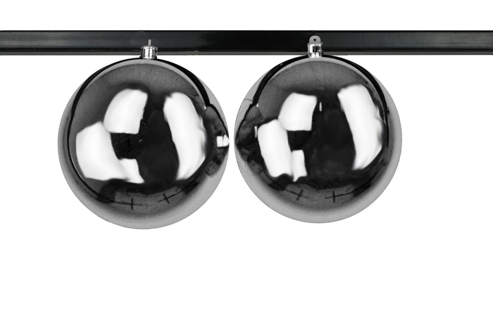 2 Pack 200mm 8" Shiny Silver Ball Ornament UV Coated with Wire
