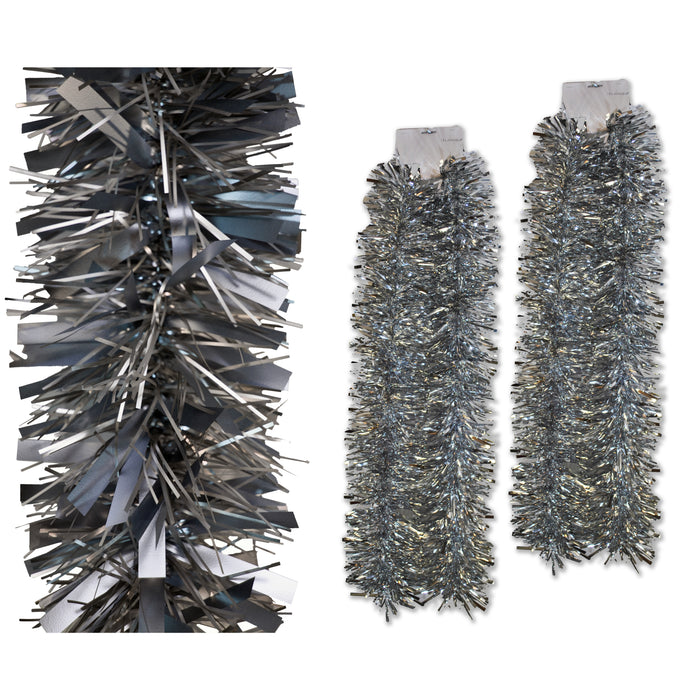 2 Pack 6' Deluxe Silver Tinsel Garland