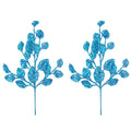 2 Pack of 24" Aqua Leaf Picks with Glitter Enhancements