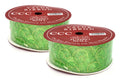 2 Pack of 30' Lime Green Ribbon with Lime Green Glitter Swirls