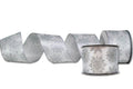 2 Pack of 30' White Ribbon with Silver Glitter Snowflake Designs and Enhancements