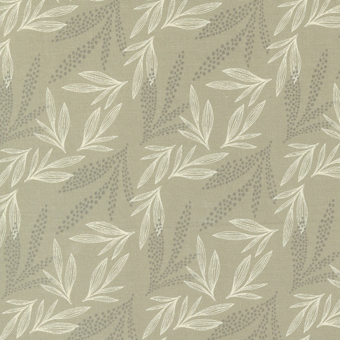 2 Yard Remnant of Leaf Lore in Taupe | Woodland & Wildflowers
