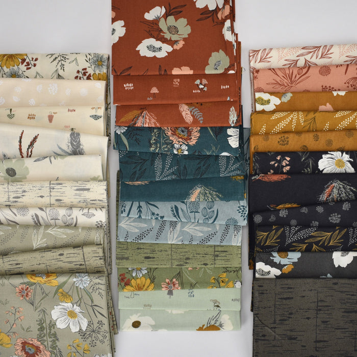 2 Yard Remnant of Leaf Lore in Taupe | Woodland & Wildflowers