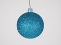 250mm 10" Aqua Glitter Ball Ornament with Wire