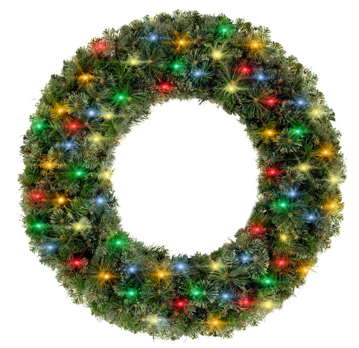 3' Mixed Blend Pine Wreath with Multicolored LED Lights