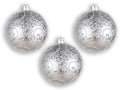 3 Pack 140mm Silver Ball Ornament with Silver Glitter Design
