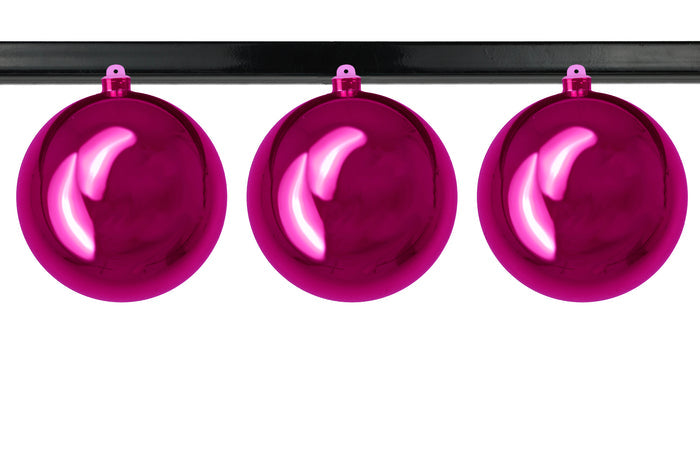 3 Pack 150mm 6" Shiny Pink Ball Ornament UV Coated with Wire
