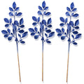 3 Pack of Royal Blue Leafy Glitter Picks
