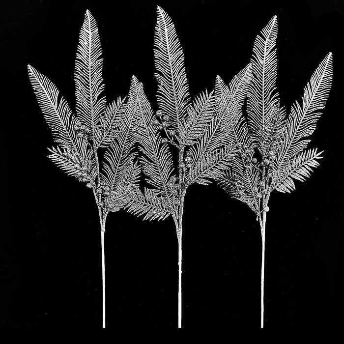 3 Pack of Silver Glitter Feather Picks