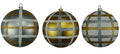 3 Pack of Silver, Gold, and White Plaid Ball Ornaments with Glitter Enhancements