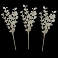 3 Pack of White Glitter Leaf Spray Picks