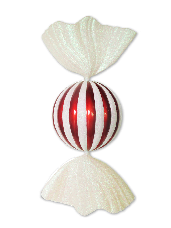 34" Red and White Round Pepermint Candy Ornament