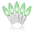 35 Frosted Green C6 LED Lights 4" Spacing on White Wire