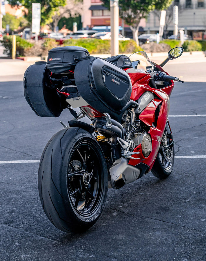 40L - Momentum Extra Large Expandable Street/Sportsbike Saddlebags Lifestyle 2
