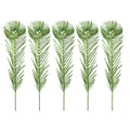5 Pack of 12" Lime Green Peacock Feather Picks with Glitter Enhancements