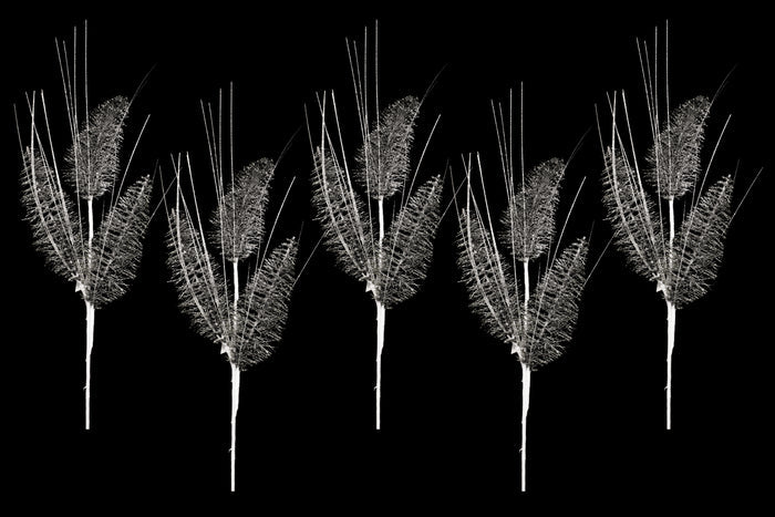 5 Pack of 30" Silver 3 Branch Picks with Glitter Enhancements
