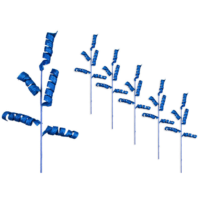 5 Pack of 42" Blue Twirl Picks with Glitter Enhancements