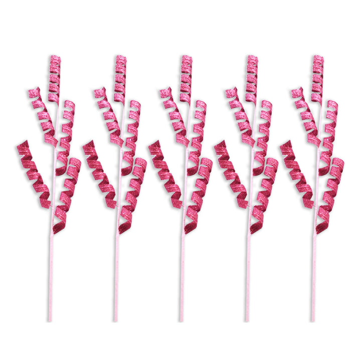 5 Pack of 42" Pink Twirl Picks with Glitter Enhancements