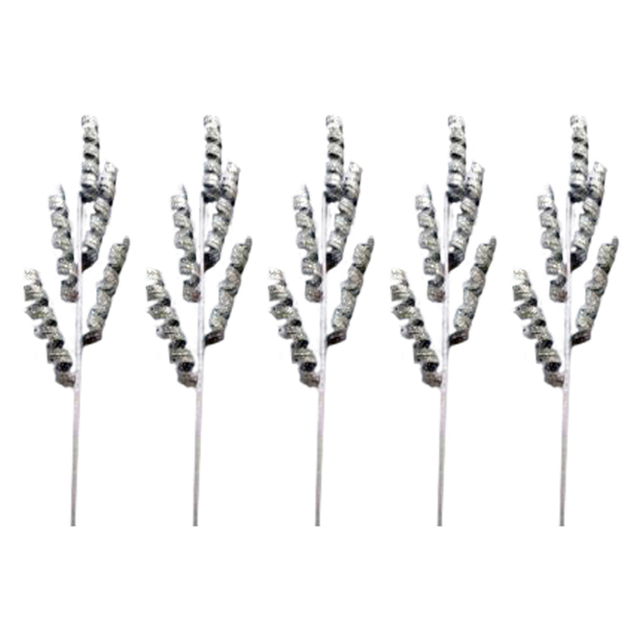 5 Pack of 42" Silver Twirl Picks with Glitter Enhancements