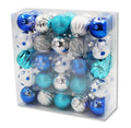 50 Pack Teal and Silver Assorted Ball Ornaments