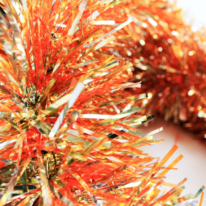 6" Gold, Silver, and Translucent Orange Garland 20' Section