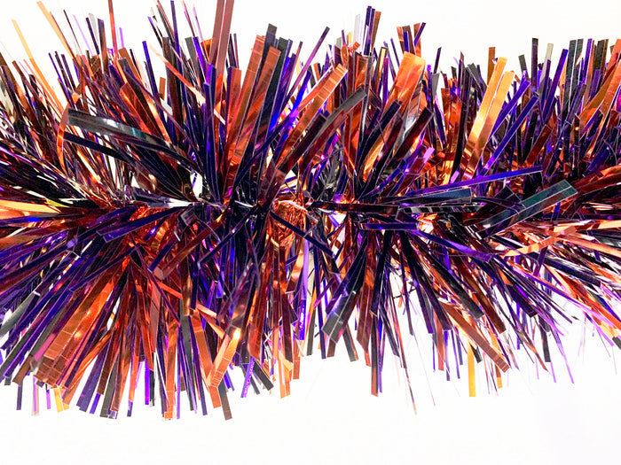6" Metallic Purple, Black and Orange Garland 20' Sections