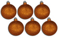 6 Pack 120mm 5" Orange Glitter Ball Ornament with Wire
