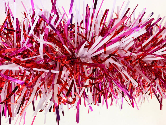 6" Red, Pink and White Stuffed Garland 20' Long