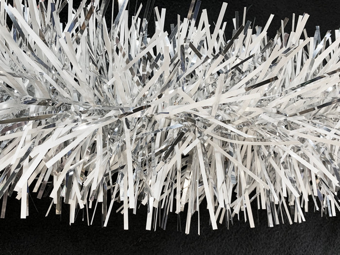 6" White and Silver PVC/Mylar Garland 20' Sections
