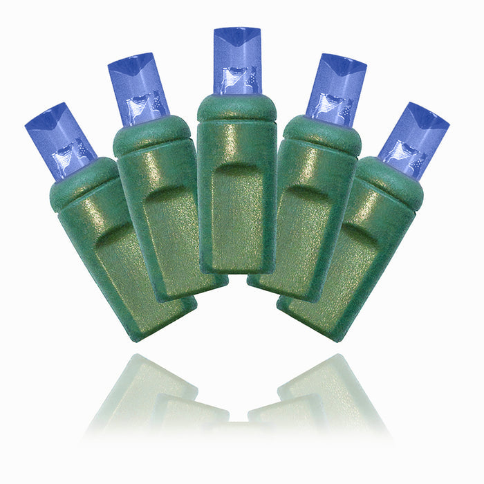 70 5mm Blue LED Lights 4" Spacing on Green Wire