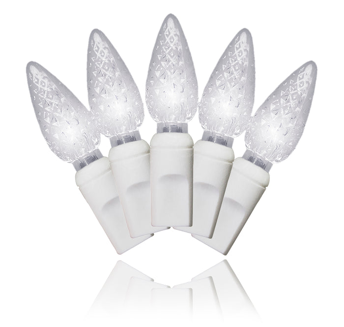 70 C6 Pure White LED Lights 4" Spacing on White Wire