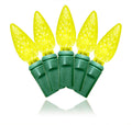 70 C6 Yellow LED Lights 4" Spacing on Green Wire